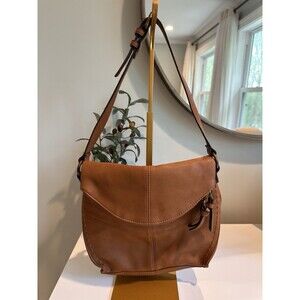 Sonoma Goods for Life Cognac Faux Leather Hobo Shoulder Bag Pebbled Tan Boho